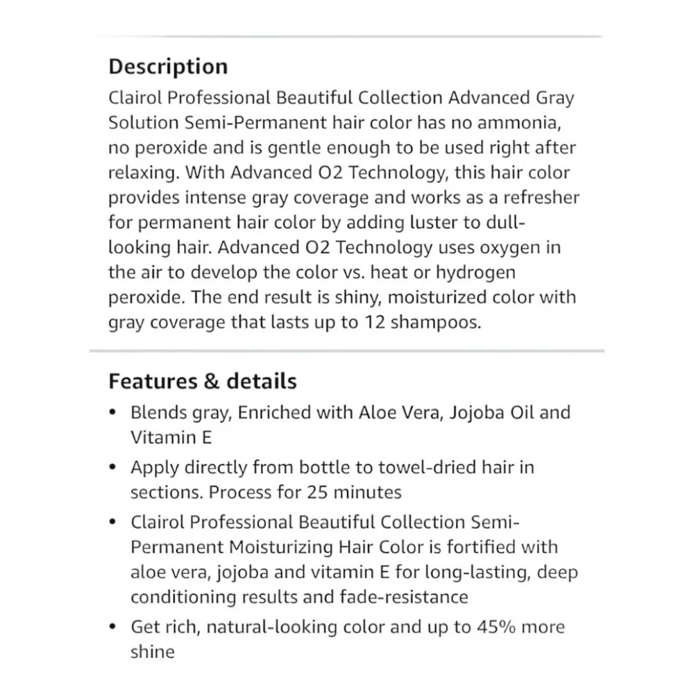 Clairol Beautiful Collection Advanced Gray Solution Semi-Permanent Hair Color